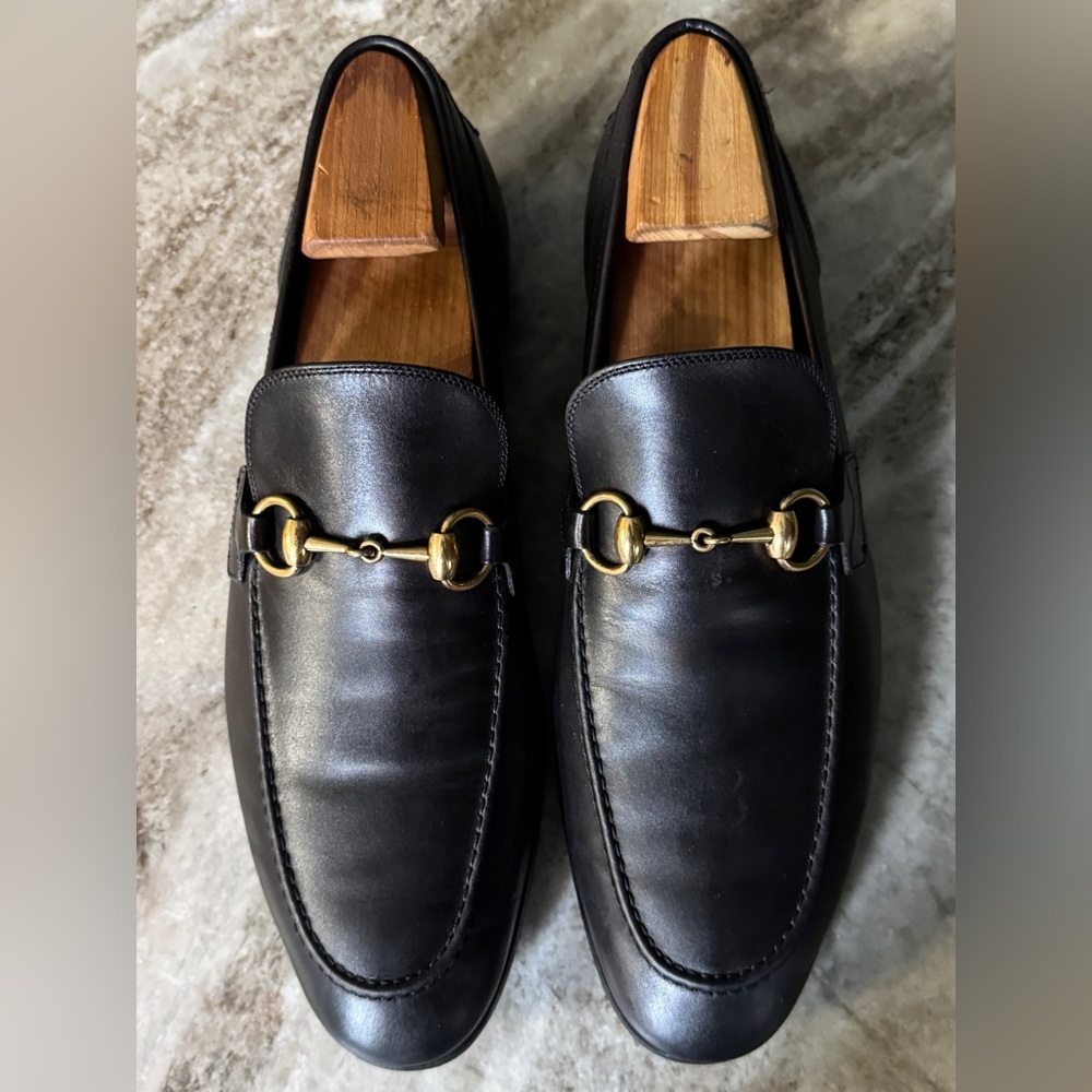 GUCCI Jordaan Horsebit Black Leather Loafer 8 / 8.5 US 1953 Moccasin $1000